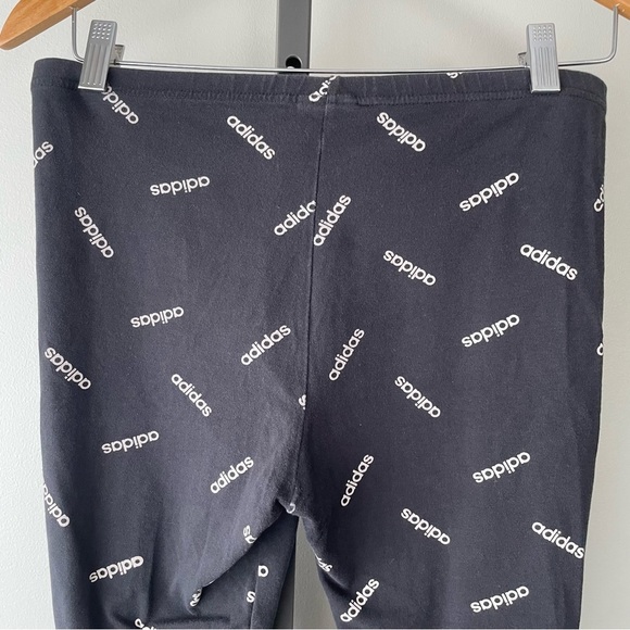 Adidas AOP Tight All Over Printer Logo Legging Pant Black White Midrise Medium - Picture 8 of 10
